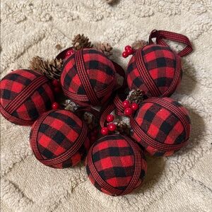 Red and Black Plaid Christmas Ornaments